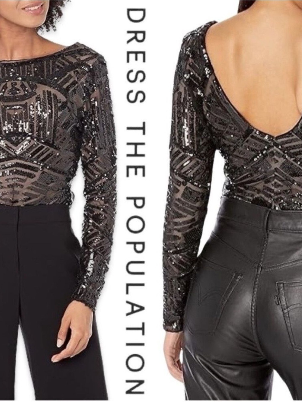 NWT Dress the Population Bodycon Sequin Top